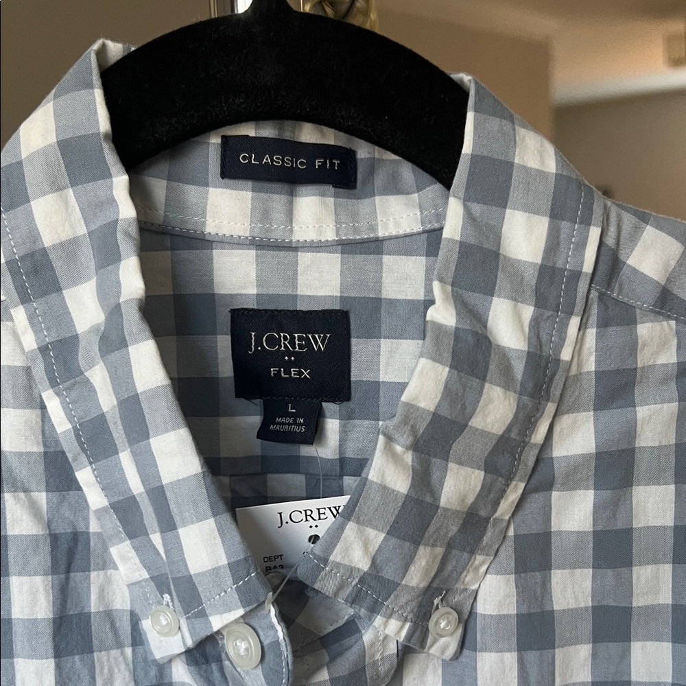 J. Crew Factory Gray and White Checkered Shirt - Picture 2 of 6